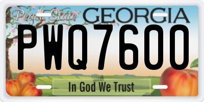GA license plate PWQ7600