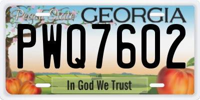 GA license plate PWQ7602
