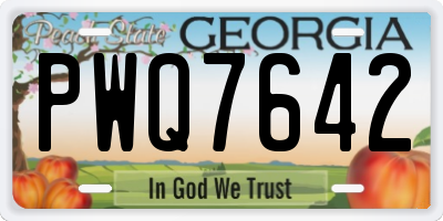 GA license plate PWQ7642