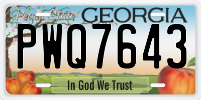 GA license plate PWQ7643