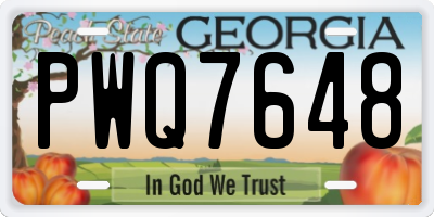 GA license plate PWQ7648