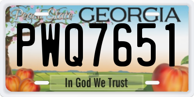 GA license plate PWQ7651