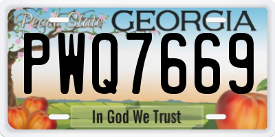 GA license plate PWQ7669