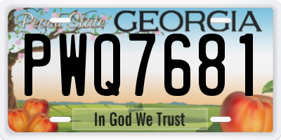 GA license plate PWQ7681