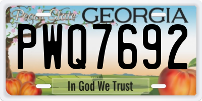 GA license plate PWQ7692