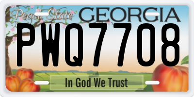 GA license plate PWQ7708