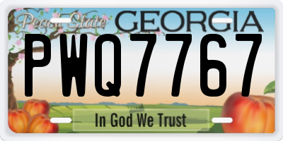GA license plate PWQ7767