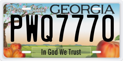GA license plate PWQ7770