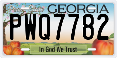 GA license plate PWQ7782