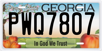 GA license plate PWQ7807