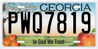 GA license plate PWQ7819