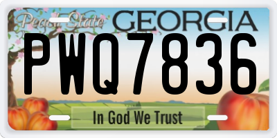 GA license plate PWQ7836