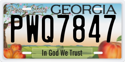GA license plate PWQ7847