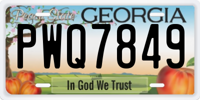 GA license plate PWQ7849