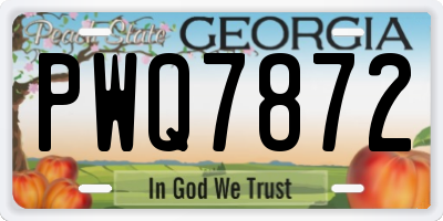 GA license plate PWQ7872