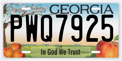 GA license plate PWQ7925