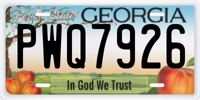 GA license plate PWQ7926