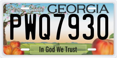 GA license plate PWQ7930