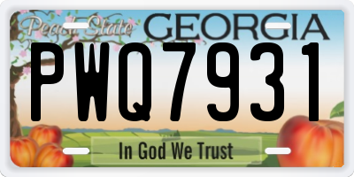 GA license plate PWQ7931