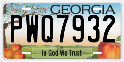 GA license plate PWQ7932