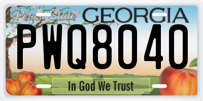 GA license plate PWQ8040