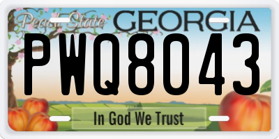 GA license plate PWQ8043