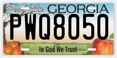GA license plate PWQ8050
