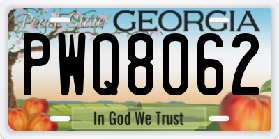 GA license plate PWQ8062