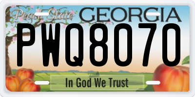 GA license plate PWQ8070