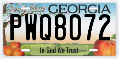GA license plate PWQ8072