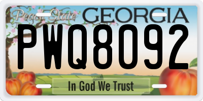 GA license plate PWQ8092