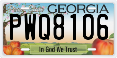 GA license plate PWQ8106