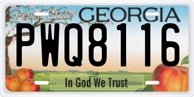 GA license plate PWQ8116