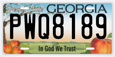 GA license plate PWQ8189