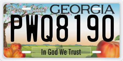 GA license plate PWQ8190