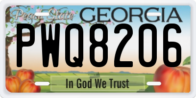 GA license plate PWQ8206