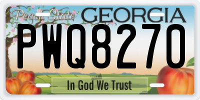 GA license plate PWQ8270