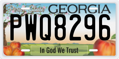 GA license plate PWQ8296
