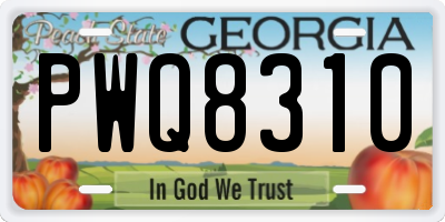 GA license plate PWQ8310