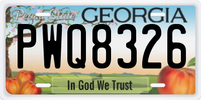GA license plate PWQ8326