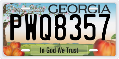 GA license plate PWQ8357