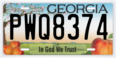 GA license plate PWQ8374