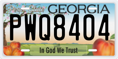 GA license plate PWQ8404