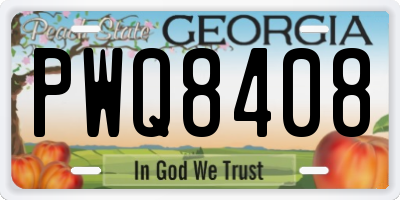 GA license plate PWQ8408