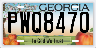 GA license plate PWQ8470