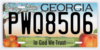 GA license plate PWQ8506