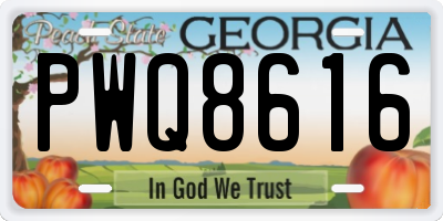 GA license plate PWQ8616
