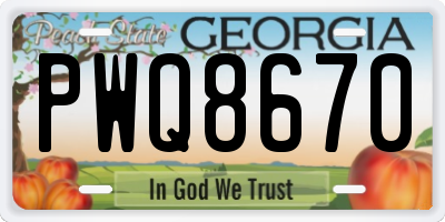 GA license plate PWQ8670