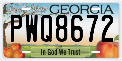 GA license plate PWQ8672