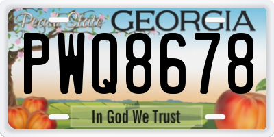 GA license plate PWQ8678
